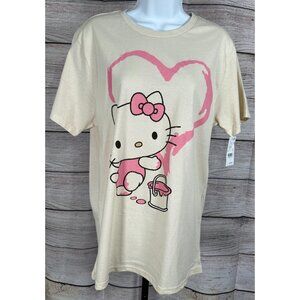 Women’s Hello Kitty Graphic T-Shirt Short Sleeve Casual Top Size M Beige